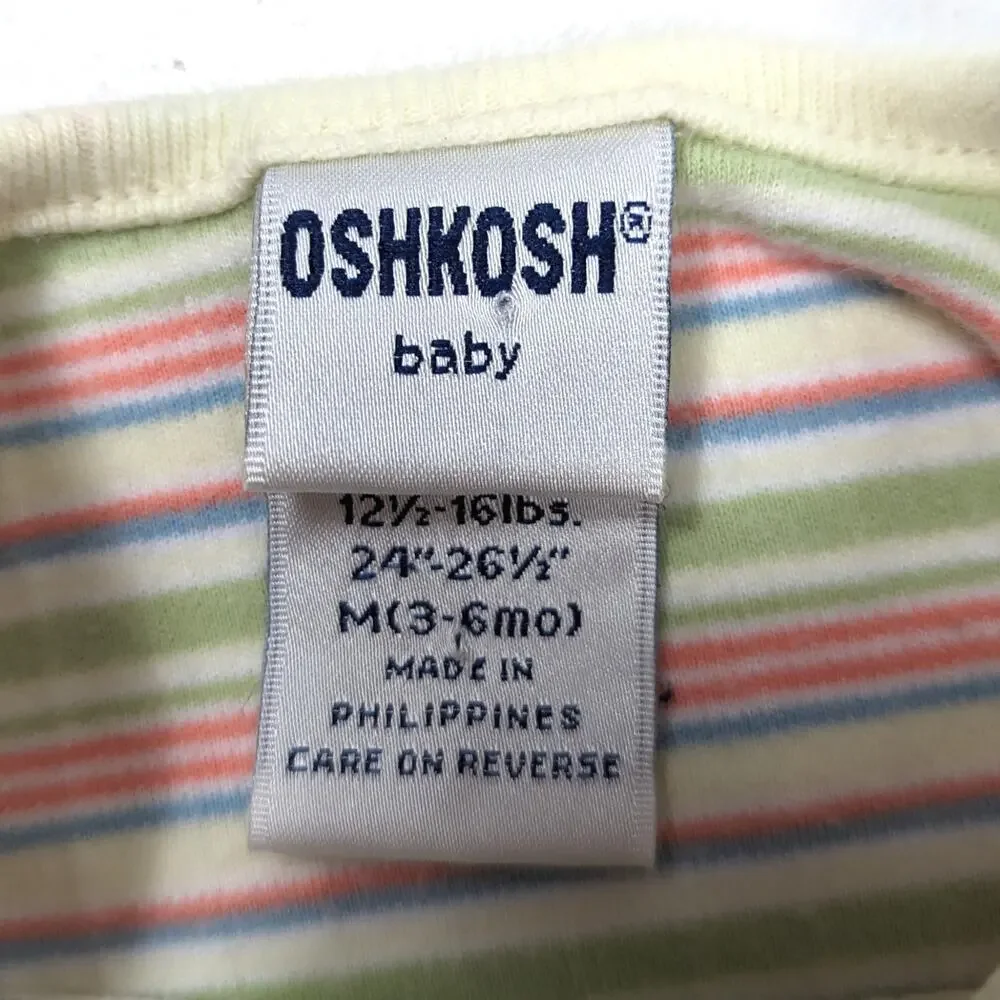 Vintage Oshkosh Bgosh Y2K Romper Baby Boys Size 3-6m Stripe Dog Outfit